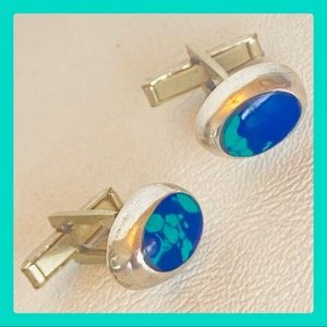 Vintage Taxco Mexico Sterling Silver Cuff Links